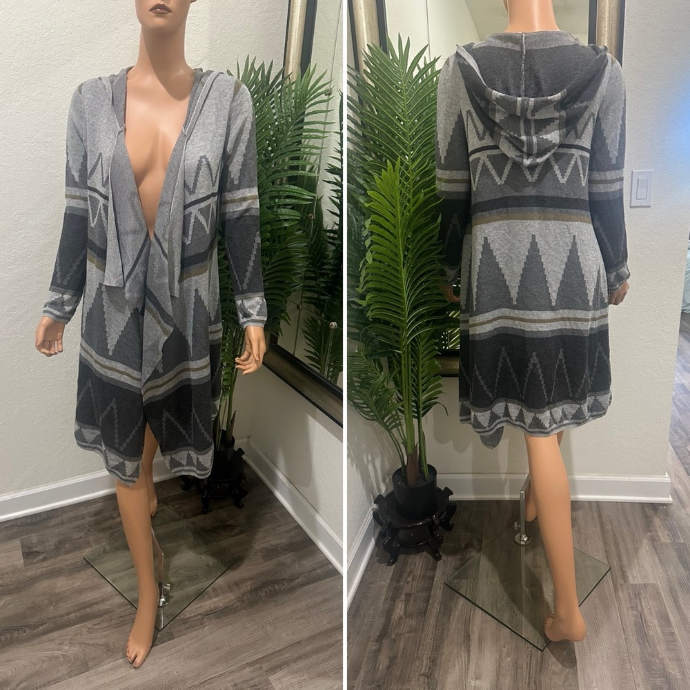 Swell Gray and Black Hooded Cardigan M
